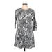 Cubism Casual Dress - Mini Crew Neck 3/4 sleeves: Gray Dresses - Women's Size Medium