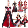 Costume de Reine des Cœurs d'Halloween pour Femmes et Bol Alice au Pays des Merveilles Reine du