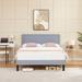 Wade Logan® Auxter Bed Frame w/ Height Adjustable Upholstered Headboard Metal in Gray | 47.7 H x 56.7 W x 81.3 D in | Wayfair