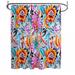 East Urban Home French Country Shower Curtain - flower Bathroom Decor Polyester in Gray/Indigo/Orange | 84 H x 70 W in | Wayfair