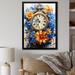 Bungalow Rose Boho Time Orange Flowers & Blue Feathers Framed On Canvas Print Metal in Blue/Orange | 40 H x 30 W x 1.5 D in | Wayfair