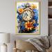Bungalow Rose Boho Time Orange Flowers & Blue Feathers Framed On Canvas Print Canvas, Cotton in Blue/Orange | 20 H x 12 W x 1 D in | Wayfair