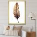 Bungalow Rose Brown Boho Feather On White Watercolor Framed On Canvas Print Plastic in Blue/Orange | 44 H x 34 W x 1.5 D in | Wayfair
