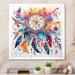 Bungalow Rose Rainbow Boho Dreamcatcher Watercolor Framed On Canvas Print Canvas, Cotton in Blue/Indigo | 30 H x 30 W x 1 D in | Wayfair