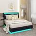 Ivy Bronx Full Size Floating Bed Frame w/ LED Lights & USB Charging, Modern Upholstered Platform LED Bed Frame, Upholstered in Black | Wayfair