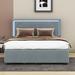 Latitude Run® Queen Size Upholstered Platform Bed w/ Rivet-Decorated Headboard Upholstered, Crystal in Gray | 47 H x 64 W x 86 D in | Wayfair