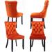 Rosdorf Park Honorius Tufted Velvet Back Side Chair Dining Chair Wood/Upholstered/Velvet in Orange/Black | 37.5 H x 19.7 W x 24.4 D in | Wayfair