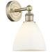 Edison Bristol Glass 12"High Antique Brass Sconce With Matte White Sha