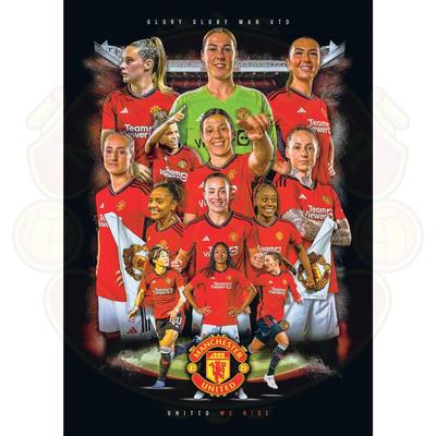 Manchester United Women's Squad Montage 23/24 Poster – A2 Image