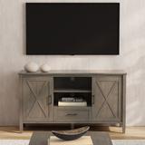 WYNDENHALL Cantina SOLID WOOD 53 inch Wide Transitional TV Media Stand in Smoky Brown For TVs up to 60 inches