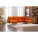 U-Shape Modular Sectional Sofa Velvet Reversible Sectional Sofa Bed, Modern Square Arms Couches with Ottomans, for Living Room