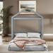 Playful Design Kids Bed Solid Wood Full Size House Bed with Safety Guaranteed Guardrail Kids Furniture Canopy Bed , Grey