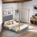 Upholstery Queen Size Canopy Platform Bed with Headboard and Metal Frame