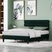 King Size Platform Bed Frame with Fence-Shaped Headboard & Center Support Legs Wooden Slats Support No Box Spring - Green