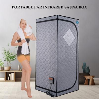 29.1"×66.5" Full Size Portable Grey Infrared Sauna Tent–Personal Home Spa with FCC Certification - 29.1"×29.1"×66.5"