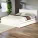 Queen Size Wooden Platform Bed with Four Storage Drawers and Support Legs, Gray