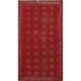 All-Over Red Geometric Balouch Persian Area Rug Handmade Wool Carpet - 3'9" x 7'0"