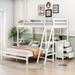 Twin over Full Bunk Bed with Built-in Desk & Three Drawers, Solid Wood Bunk Bed Frame Can be Split into Platform Bed & Loft Bed