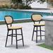 PURPLE LEAF Counter Height Bar Stools Set of 2 Patio Rattan Barstools Modern Aluminum Stools