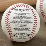 Weloille Christmas Baseball Gifts for Boys from Dad Father Mom Mother for Birthday Graduation Christmas Printed Baseball with Stand Holder - to My Son
