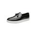 Daeful Mens Platform Shoes Low Top Casual Shoe Flat Flats Tennis Nonslip Comfortable Round Toe Black 8