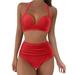 Swimsuits for Women 2024 Women s Dresses Two Piece Workout Sets for Women Red Sizes S-2XL