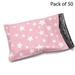 50 Piece 10x13 Mailer Bag | Light Pink and White Stars Poly Bag Mailer Envelopes 2 Mil | RADYAN