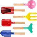 6 Piece Kids Beach Tools Children Beach Sand Toys Safe Beach Gardening Set Spoon Fork Trowel Rake & Shovel for Kids