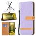 Mantto Wallet Case For iPhone XR Premium Denim Leather Flip Case [RFID Blocking] Card Holder Kickstand Magnetic Wrist Strap Case TPU inner Shell For iPhone XR Purple