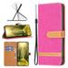 Mantto Wallet Case For iPhone XR Premium Denim Leather Flip Case [RFID Blocking] Card Holder Kickstand Magnetic Wrist Strap Case TPU inner Shell For iPhone XR Rose