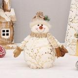 Zedker Christmas Snowman Figurine Indoor Home Decoration Cute Stuffed Snowman With Scarf Snowflakes Holding Cup Winter Christmas Doll Gifts OrnamentsOn Sale and Clearance!