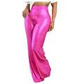 Posijego Womens Metallic Glitter Wide Leg Pants Elastic High Waist Palazzo Pants Party Clubwear Trousers