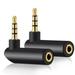 3.5mm Angle Male to Female Audio Adapter 90 Degree Right Angle Gold-Plated TRS Stereo Jack Plug AUX Connector Compatible with Headset Tablets MP3 Players Game Controller Speakers(2 PACK)