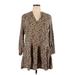 Gap Casual Dress - Mini V Neck 3/4 sleeves: Brown Dresses - Women's Size X-Large