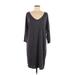 Old Navy Casual Dress - Sweater Dress V Neck 3/4 sleeves: Gray Dresses - Women's Size Medium