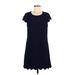 Monteau Casual Dress - Shift: Blue Solid Dresses - Women's Size Medium