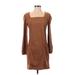 Ava James Casual Dress - Mini: Brown Solid Dresses - Women's Size Small