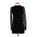 INC International Concepts Casual Dress - Mini Mock Long sleeves: Black Print Dresses - Women's Size X-Small