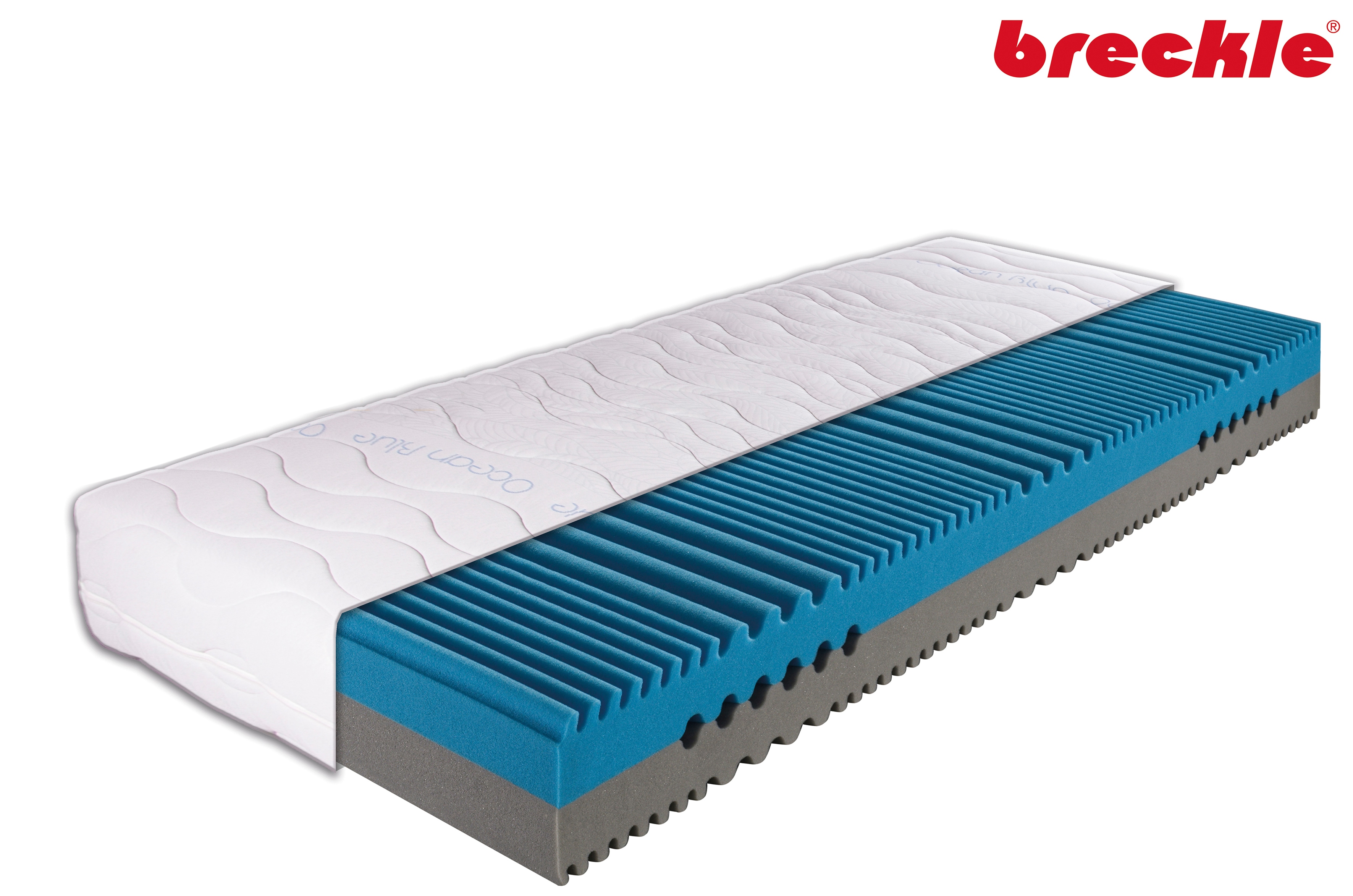 Kaltschaummatratze BRECKLE "Ocean Blue in den Größen 90/200 cm und weiteren Größen erhältlich", weiß, B:80cm H:20cm L:200cm, Bezug: 100% Polyester. Steppfüllung: 100% Polyester, Matratzen Image