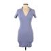 Zara Casual Dress - Mini: Blue Solid Dresses - Women's Size Medium