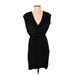 Catherine Malandrino Casual Dress - Wrap: Black Solid Dresses - Women's Size 4