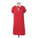 Madewell Casual Dress - Mini Plunge Short sleeves: Red Print Dresses - Women's Size X-Small