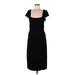 Moda International Casual Dress - Midi Square Short sleeves: Black Print Dresses - Women's Size 8