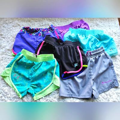 Nike Bottoms | Girls Running Shorts - Lot Of 6 - Under Armour, Champion, Skechers, Fila, Gerry | Color: Green/Purple | Size: 5-8