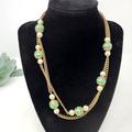 J. Crew Jewelry | J. Crew Rhinestone Faux Pearl Double Strand Necklaces | Color: Gold/Green | Size: Os
