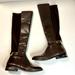 Michael Kors Shoes | Michael Kors Brown Tall Boots Gold Hardware Stretch Stretchy Size 7.5 Leather | Color: Brown | Size: 7.5