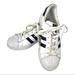 Adidas Shoes | Adidas Superstar 3 Stripe Classic Lace Up Sneaker White Youth Size 4.5 Women 6 | Color: Black/White | Size: 4.5b