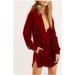 Free People Dresses | Cp Shades X Free People Jacey Velvet Red Terra Tunic / Shirt Dress | Color: Red | Size: L