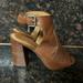 Coach Shoes | Coach Chunky Heel Brown Leather Ankle Strap Sandals Size 8.5 | Color: Brown | Size: 8.5