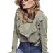 Free People Tops | Free People Ooh La Ruffle Pullover Sweatshirt Womens Small Green Sage Crew Neck | Color: Green | Size: S